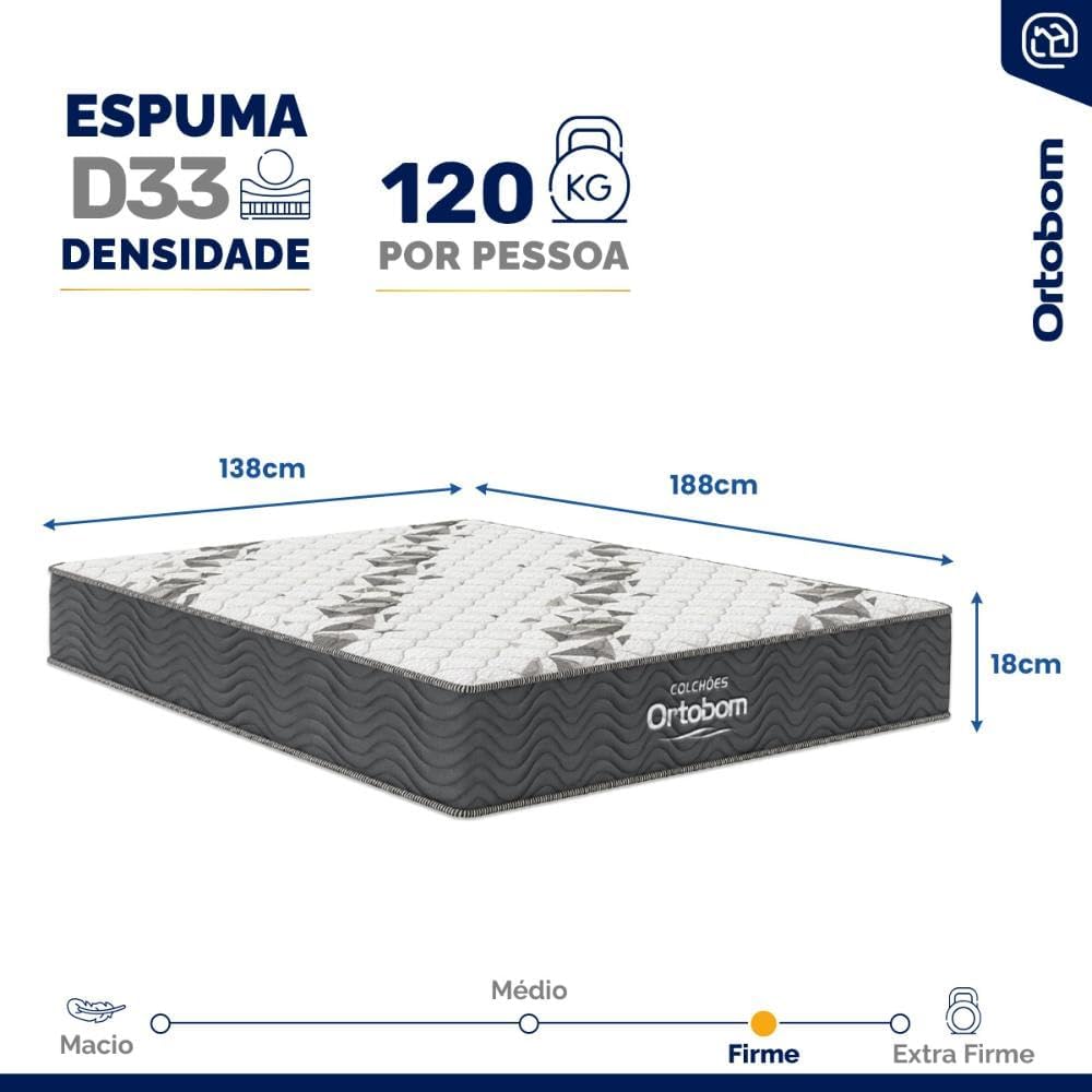 Cama Box Baú com Colchão de Espuma D33 Airtech 100 Casal Ortobom 3