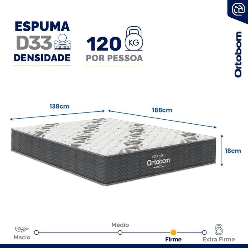 Cama Box Baú com Colchão de Espuma D33 Airtech 100 Casal Ortobom 3