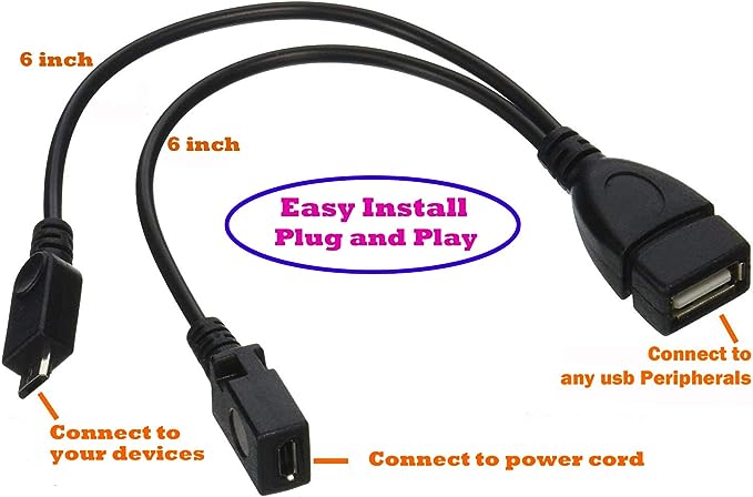 Adaptador Micro USB para USB 2 em 1 (Cabo OTG + Cabo de Alimentação) 4