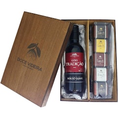 Cesta de Presente Vinho e Chocolates Gourmet