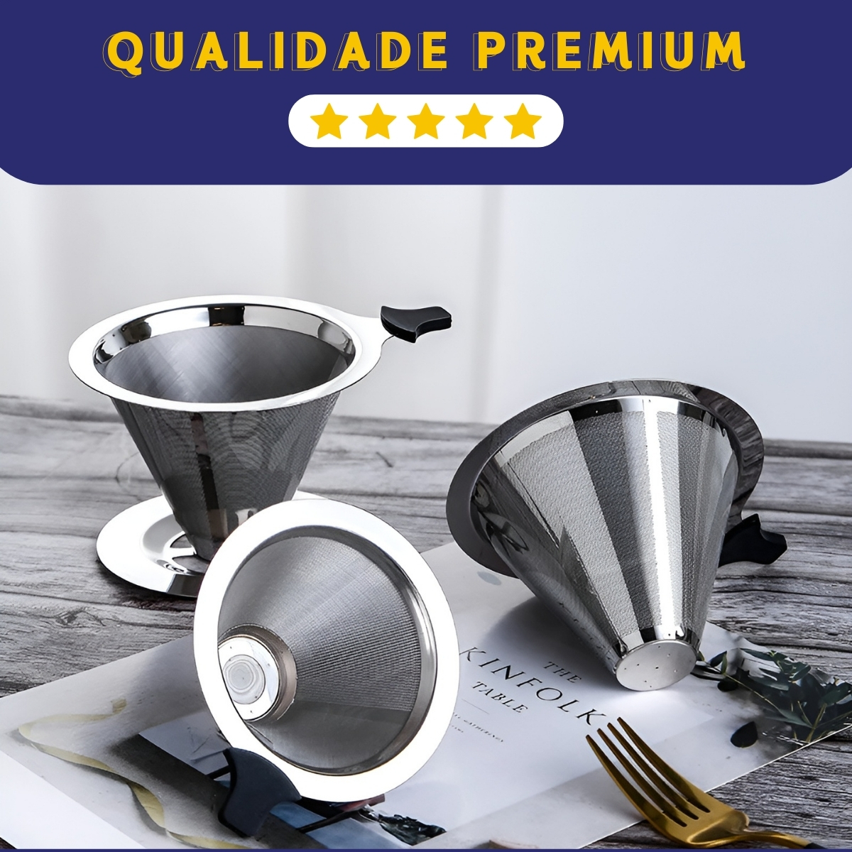 Coador Filtro de Café 103 Inox Reutilizável Grande 5