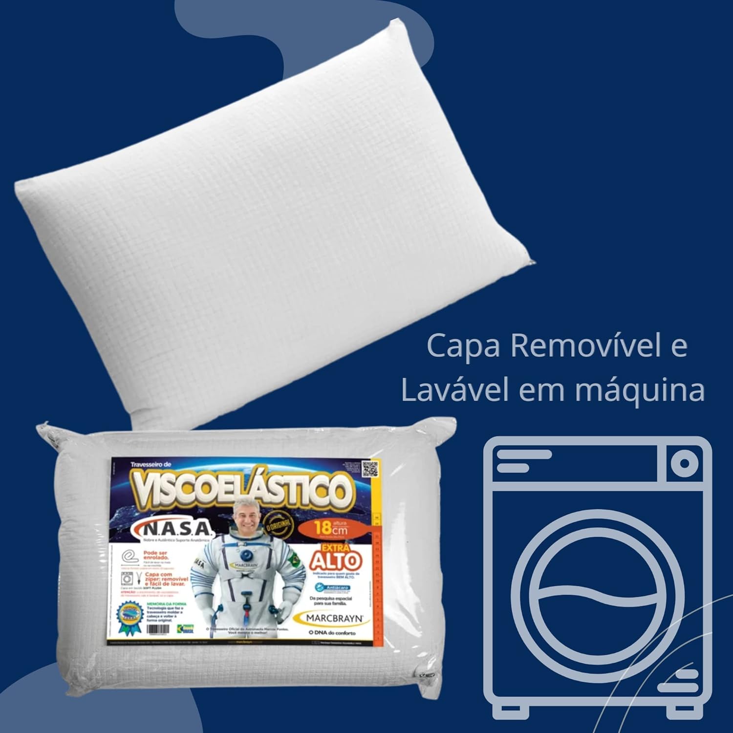 Travesseiro Nasa Original Viscoelástico Hipoalergênico Alto 5