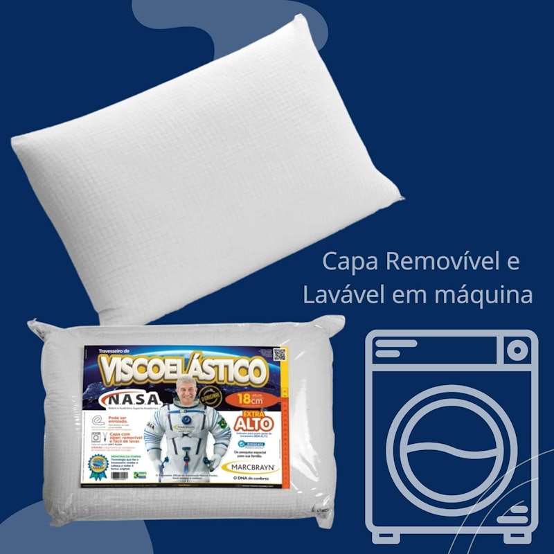 Travesseiro Nasa Original Viscoelástico Hipoalergênico Alto 5