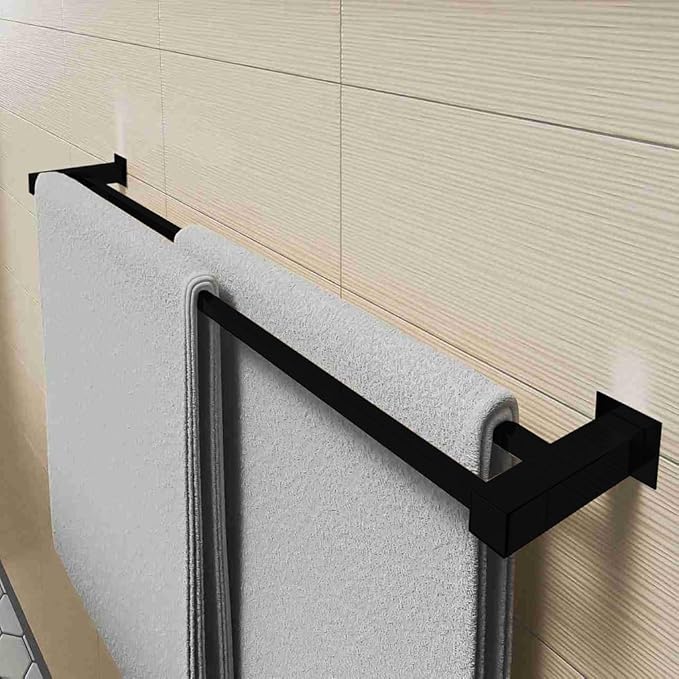 Porta Toalha Duplo De Banheiro Aço Inox 304 Preto Fosco 4