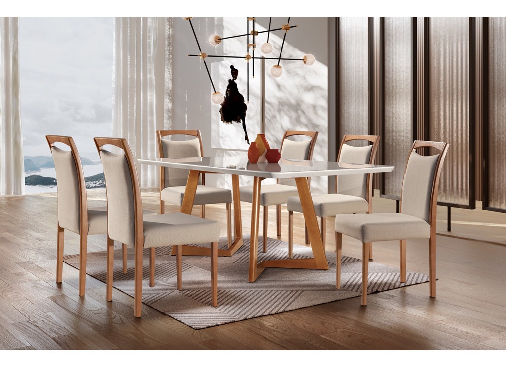 Conjunto Sala de Jantar Mesa 6 Cadeiras Safira Imbuia 1