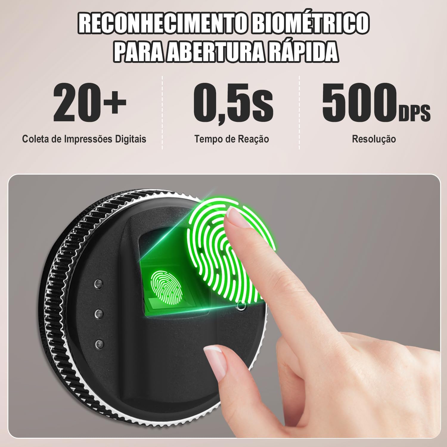 Cofre Eletrônico Biométrico 30 x 20 x 20 cm Antuvi 3