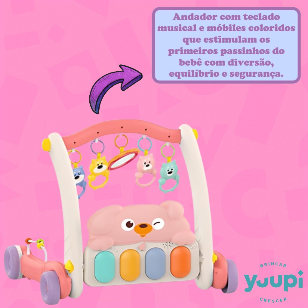 Andador com Piano e Tapete de Atividades Infantil 2 em 1 Brinq Baby 5