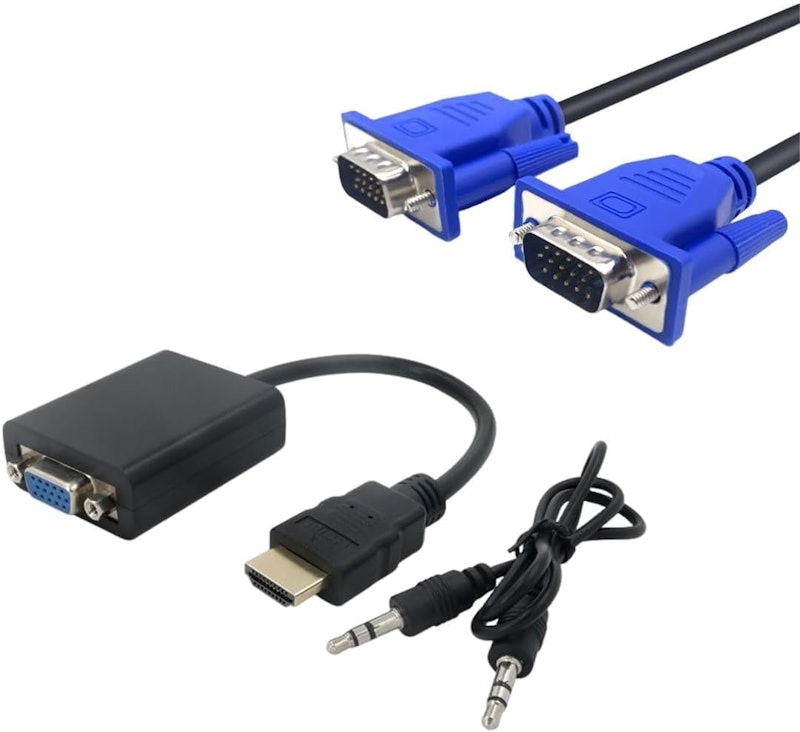 Kit Cabo Adaptador Conversor HDMI Para VGA Com Saída P2 de Áudio + Cabo VGA 1,5m 1