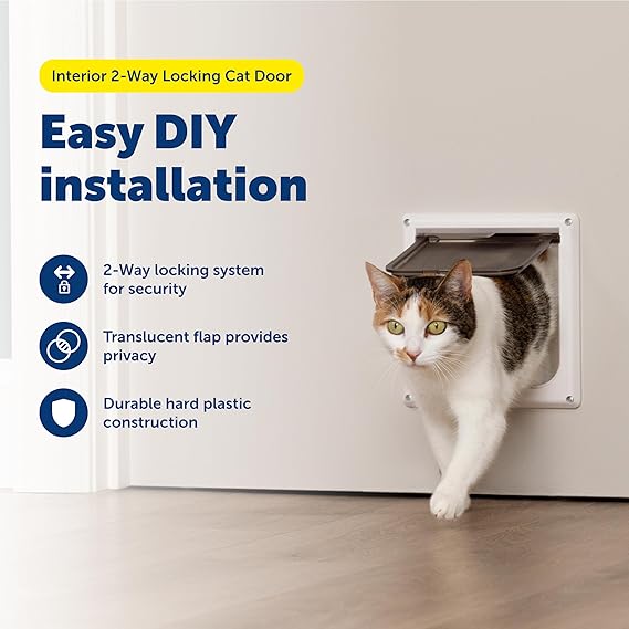 Way Locking Cat Door White 3