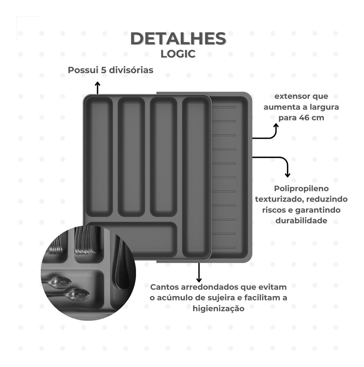 Organizador de Utensílios com Extensor Ou Linha Logic 3