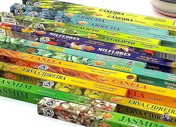 Incenso Indiano SAC Vários Aromas - 10 Caixas com 8 Varetas Cada + Incensário 1