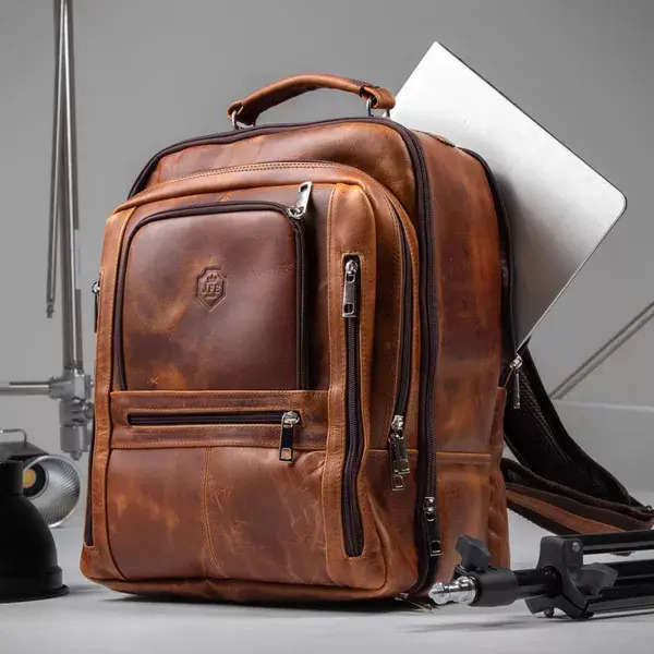 Mochila Fotográfica Câmera Profissional em Couro Legítimo 2