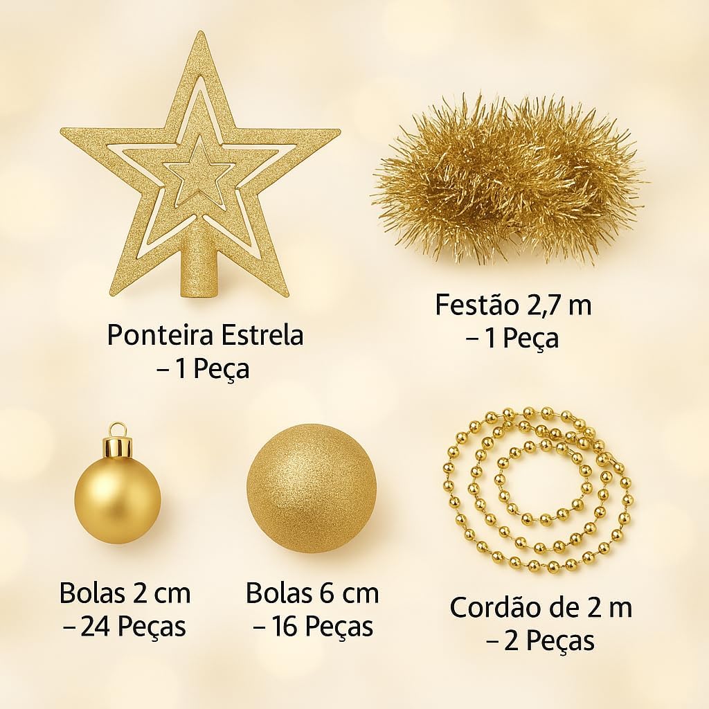 Enfeites de Natal para Árvore Jogo Completo 44 Peças 5