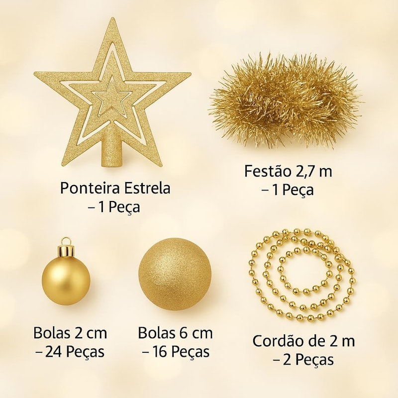 Enfeites de Natal para Árvore Jogo Completo 44 Peças 5