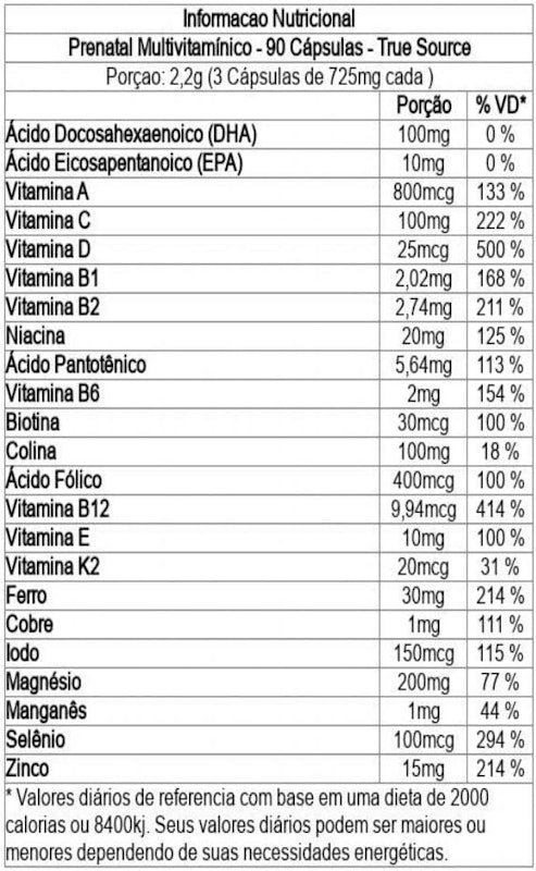 Multivitamínico Prenatal 90 Cápsulas 2