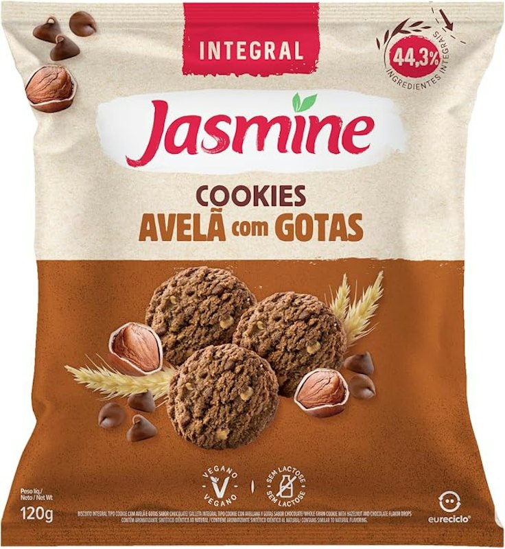 Biscoito Cookie Vegano Integral Avelã com Gotas de Chocolate Jasmine 1