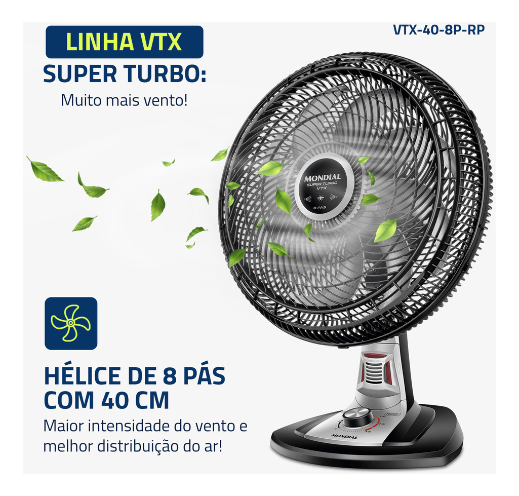 Ventilador de Mesa Turbo 8 Pás 40 cm Repelente 2