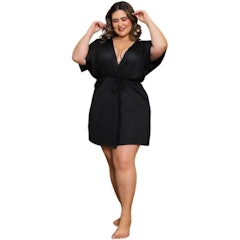 Saída de Praia Aberta Vestido Curto Canga Manga Kimono
