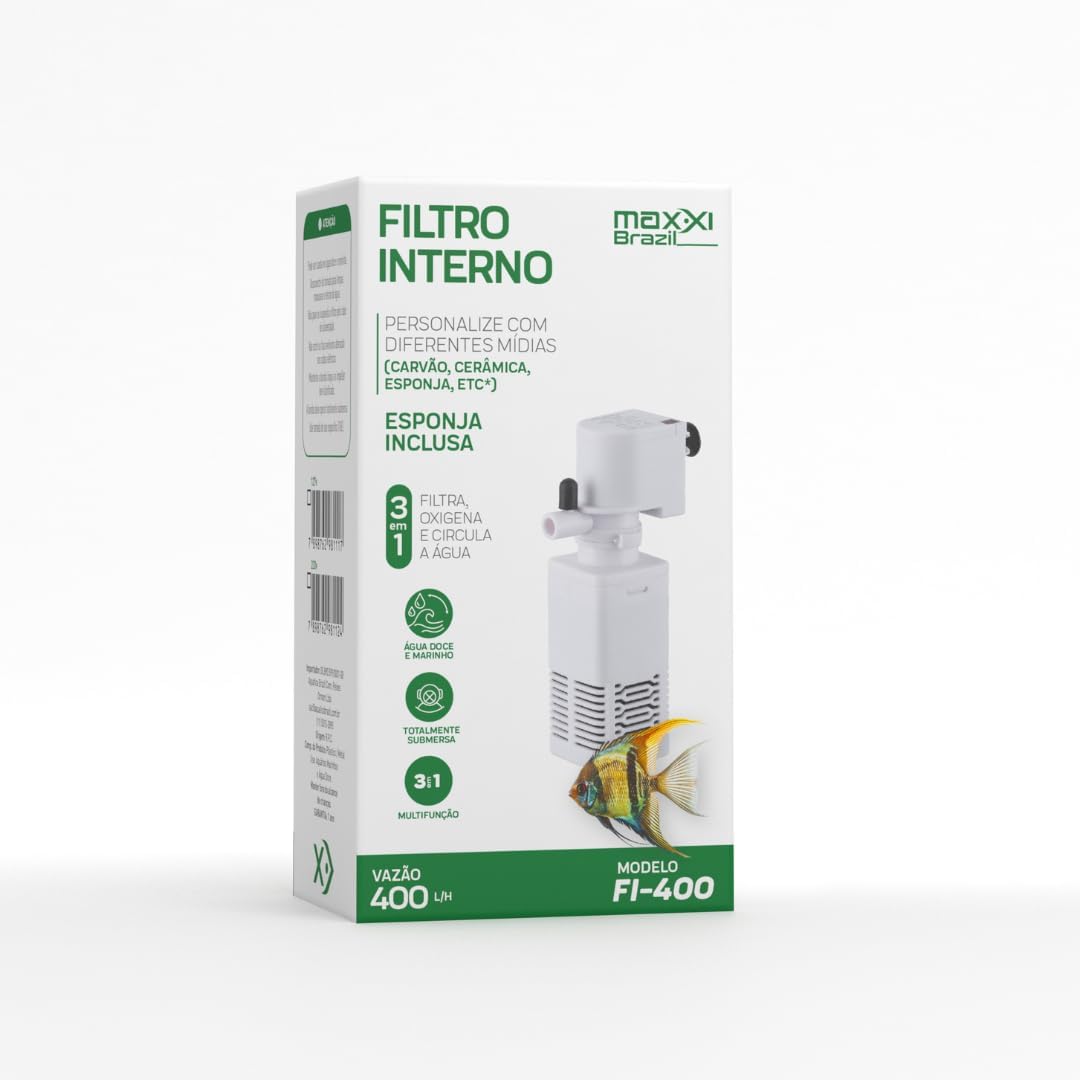 Filtro Interno 3 em 1 para Aquário Marinho e Doce 400 L/H 2
