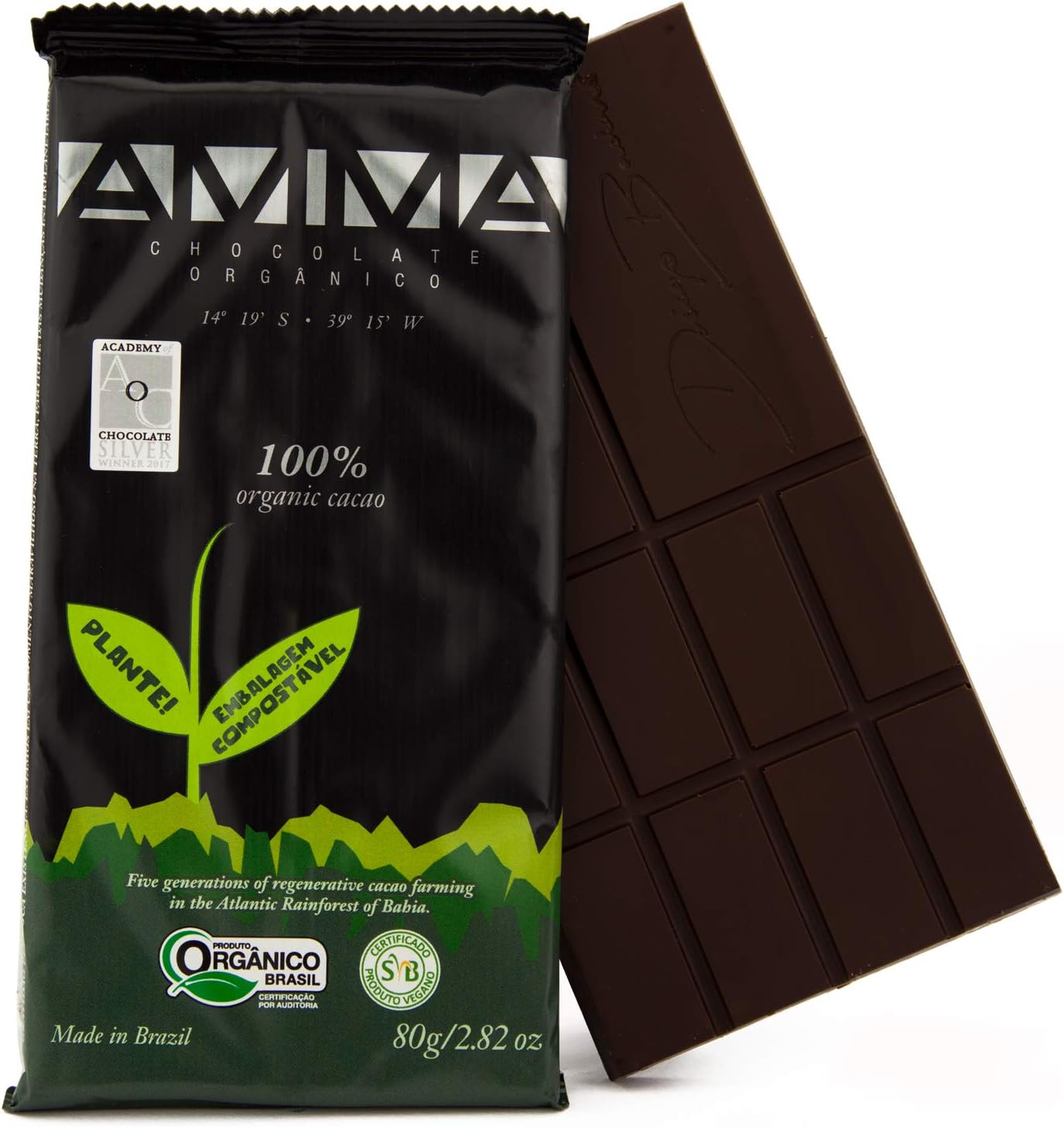 Chocolate Orgânico 100% Cacau AMMA 80g 1