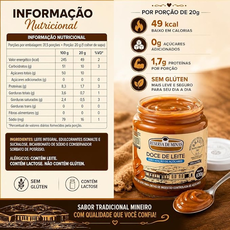 Doce de Leite Diet Reserva de Minas 2