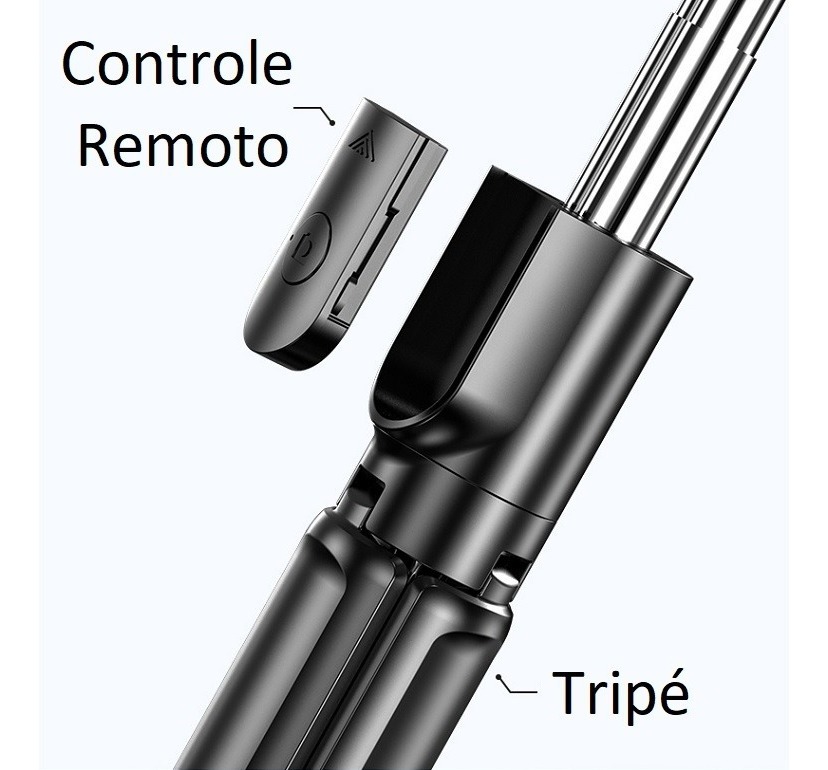 Tripé Pau de Selfie Gira 360º Controle Bluetooth Retrátil 4