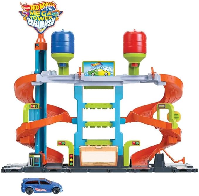 Hot Wheels City Pista de Brinquedo Lava-rápido Mega Torre 1