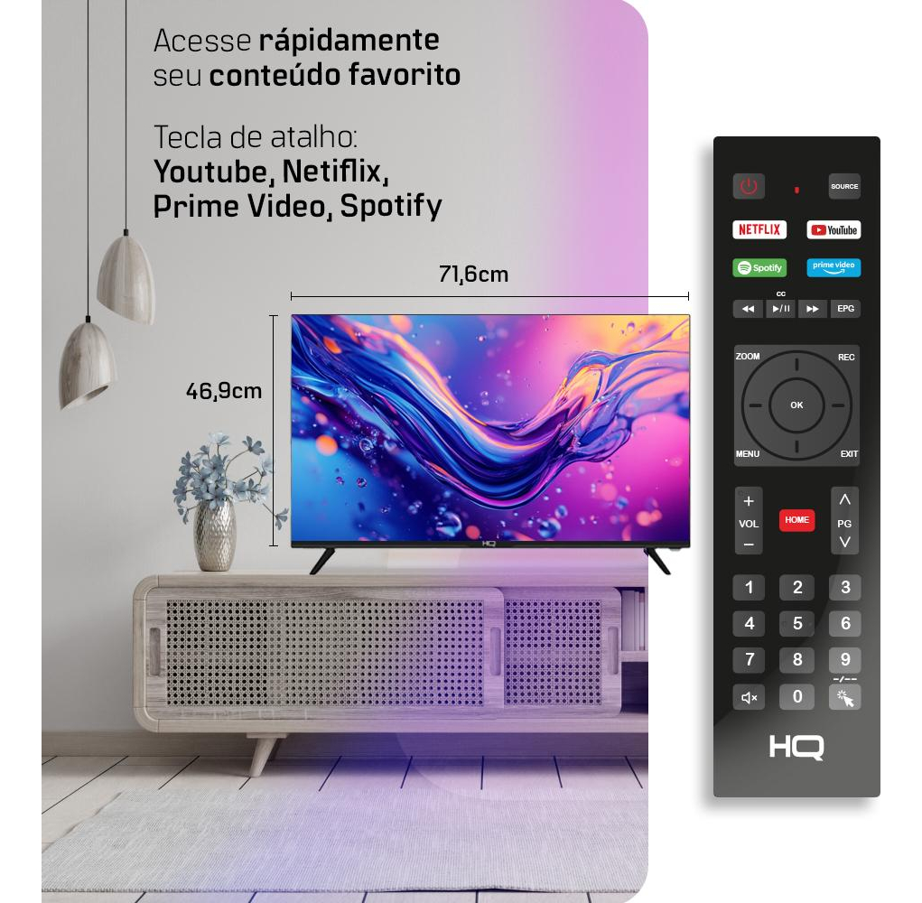 Smart TV HQ 32" HD Android 12 Frameless Slim 5