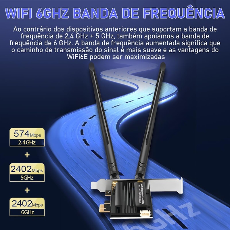 Placa Wi-Fi 6E PCIe para PC de Mesa 4