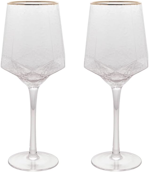 Conjunto 2 Taças de Vinho de Cristal com Fio de Ouro Taj 600 ml 1