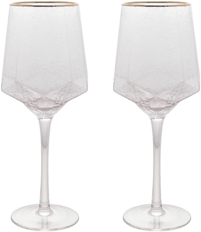 Conjunto 2 Taças de Vinho de Cristal com Fio de Ouro Taj 600 ml 1