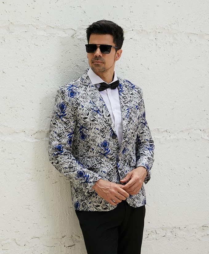 Blazer Masculino Floral com Dois Botões para Festa 3