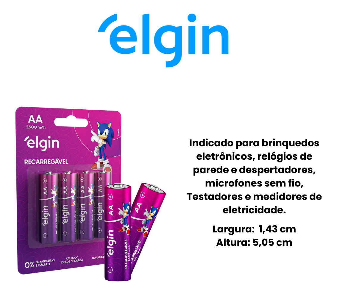 Pilha Recarregável AA 2.500Mah  5