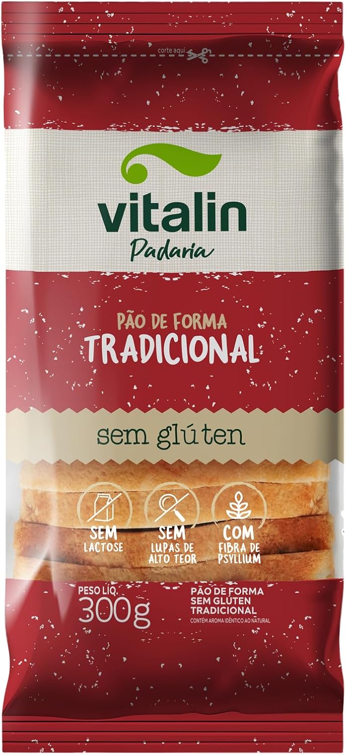 Pão de Forma Tradicional sem Glúten sem Lactose Vitalin 1