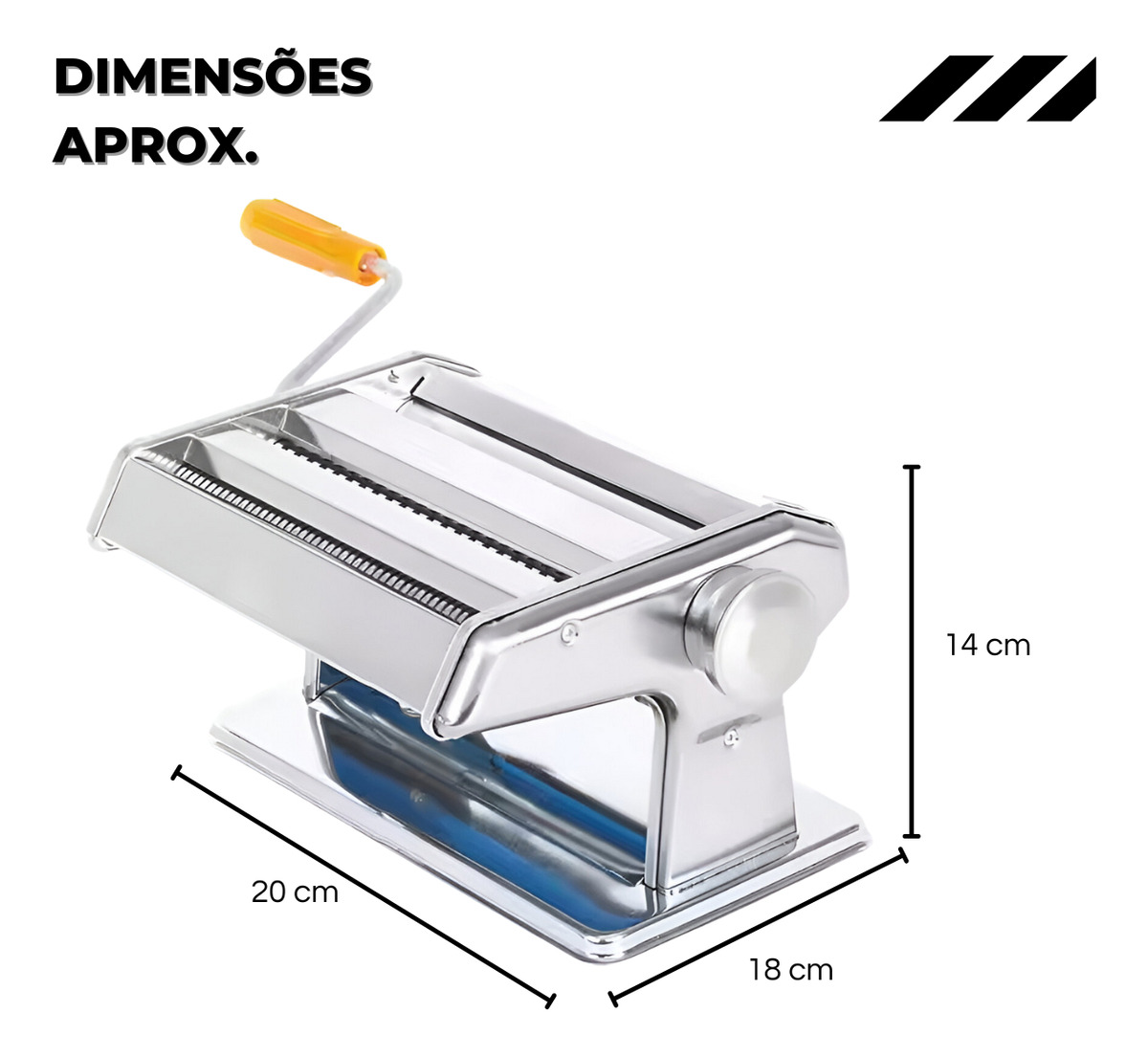 Máquina Macarrão 3 Massas Cilindro Inox Lasanha Fettuccine 3