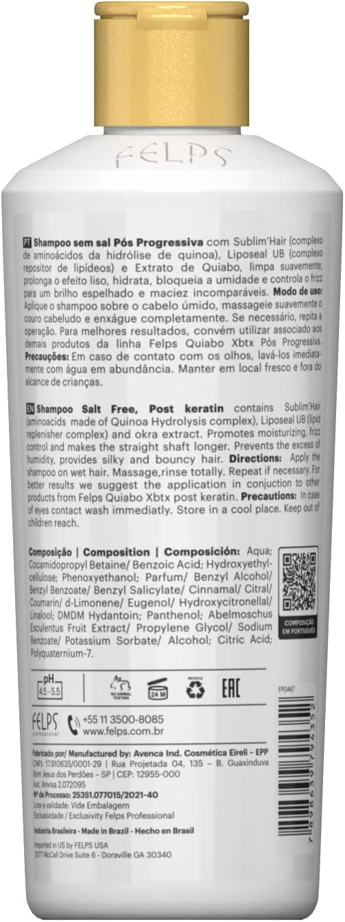 Shampoo Quiabo XBTX Pós Progressiva 2