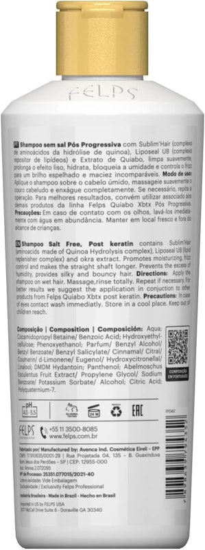 Shampoo Quiabo XBTX Pós Progressiva 2