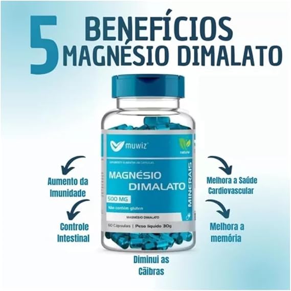 Magnésio Dimalato 500 mg 60 Cápsulas 2