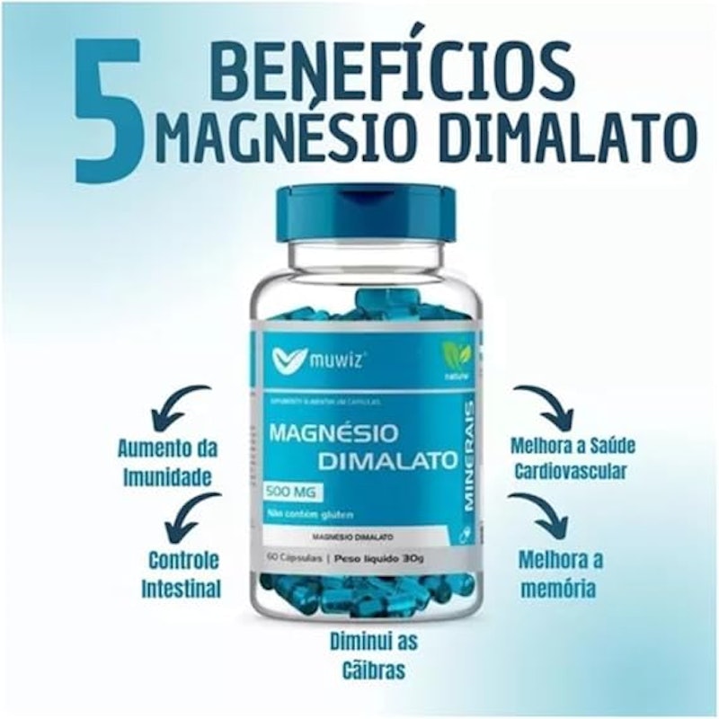 Magnésio Dimalato 500 mg 60 Cápsulas 2