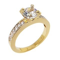 Anel Solitário Noivado Feminino Banhado Ouro 18K Zircônia Luxo