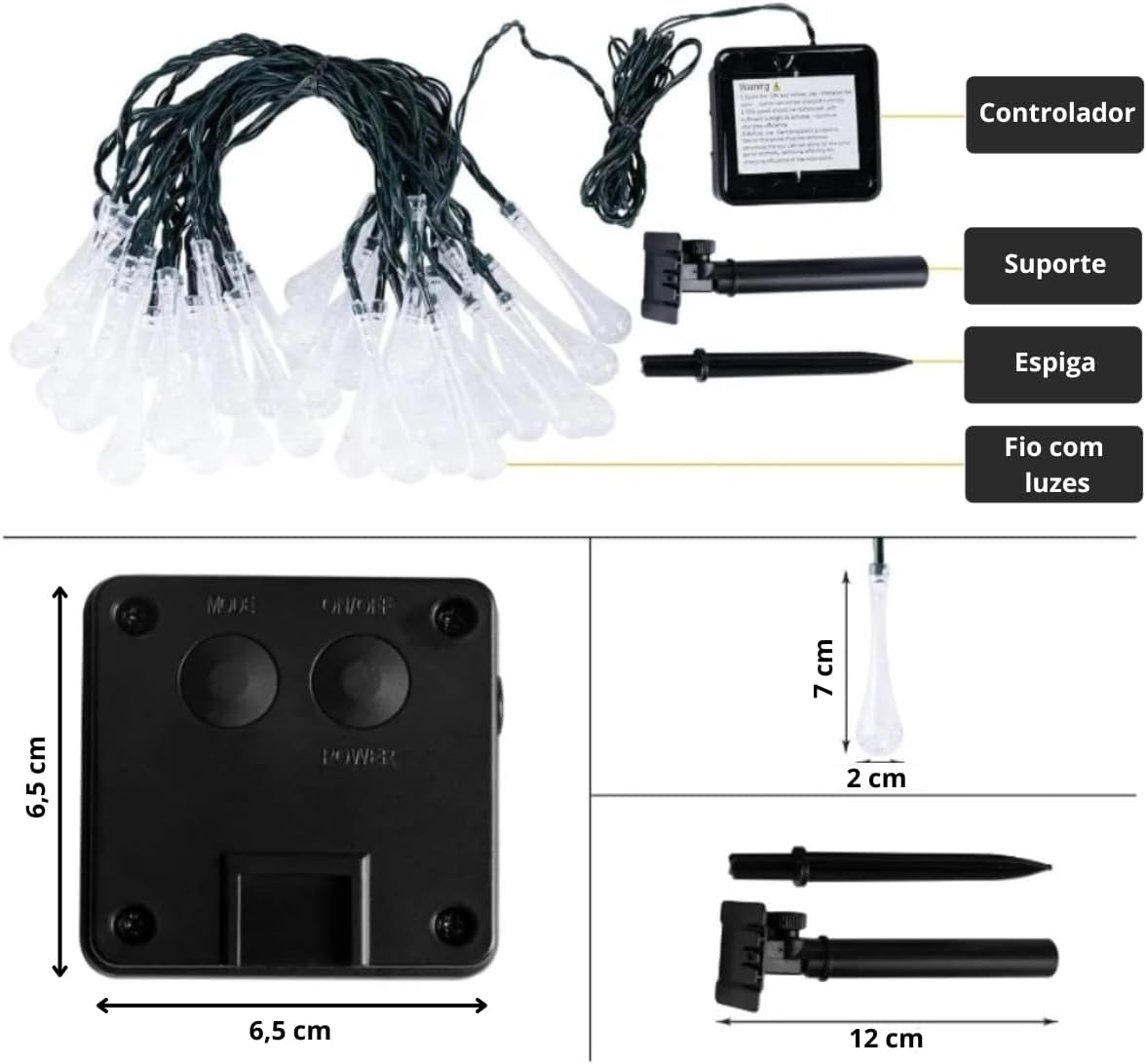 Pisca-Pisca LED Solar 9,5 m 50 Luzes 4