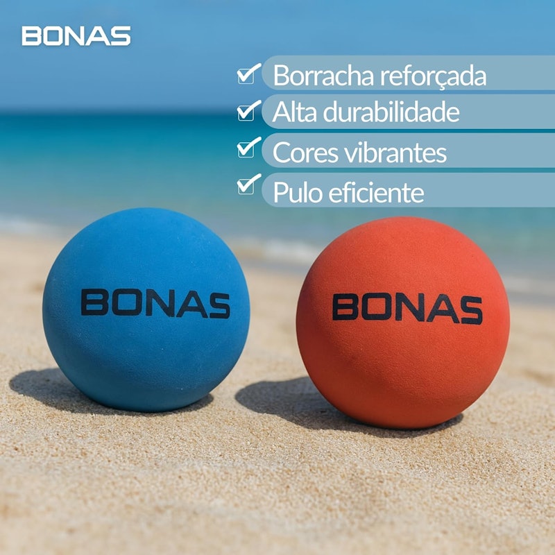 Kit Raquetes de Frescobol + 4 Bolas Bonas 4