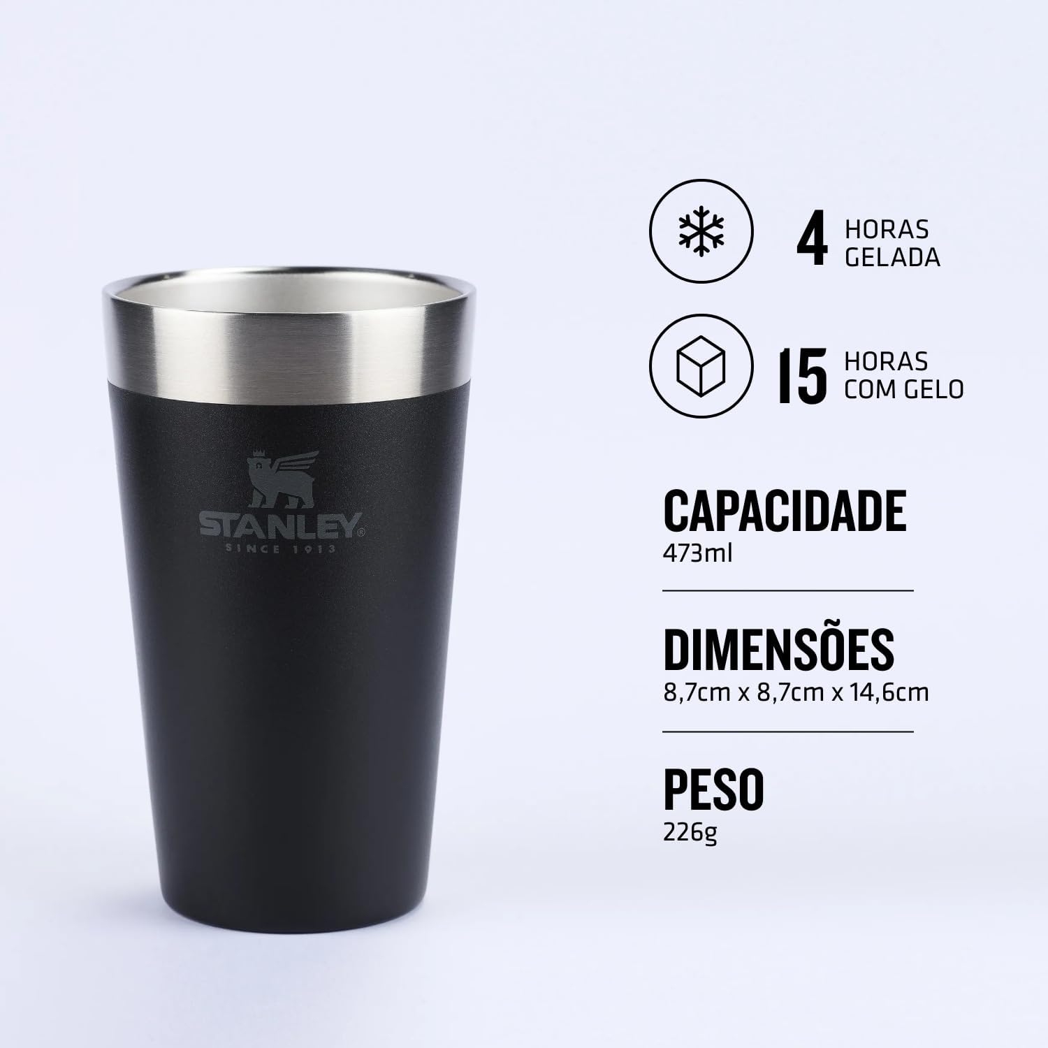 Copo Térmico de Cerveja Stanley Black 3