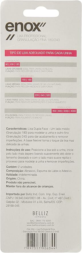 Lixa Profissional Enox Granulação Fina 180/240 Clássica 3