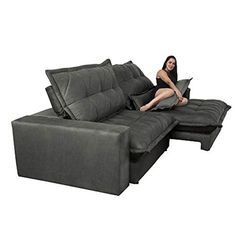 Sofa Retrátil e Reclinável 2,12 m com Molas Ensacadas 2