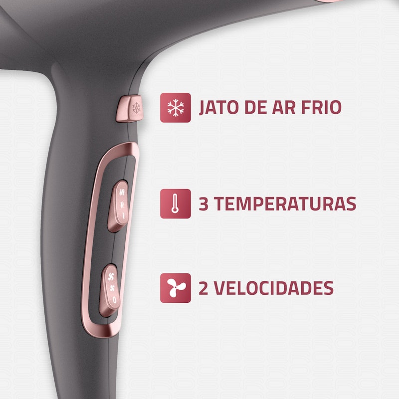 Secador de Cabelos Mondial Grafite e Rose SCN-11 5