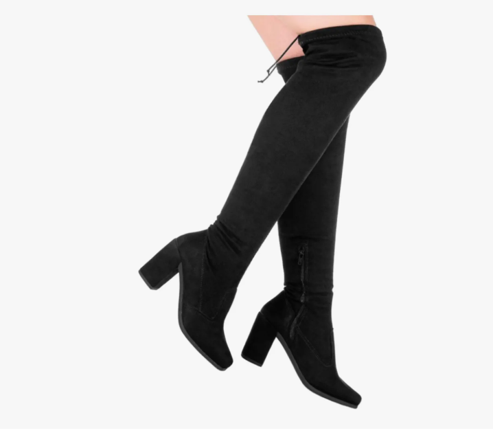 Bota Paris Cano Alto Salto Bloco Preto Over 4