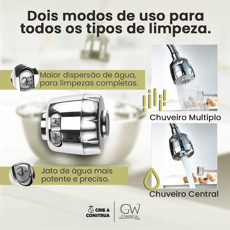 Torneira para Cozinha Gourmet com Tubo Flexível para Parede 2