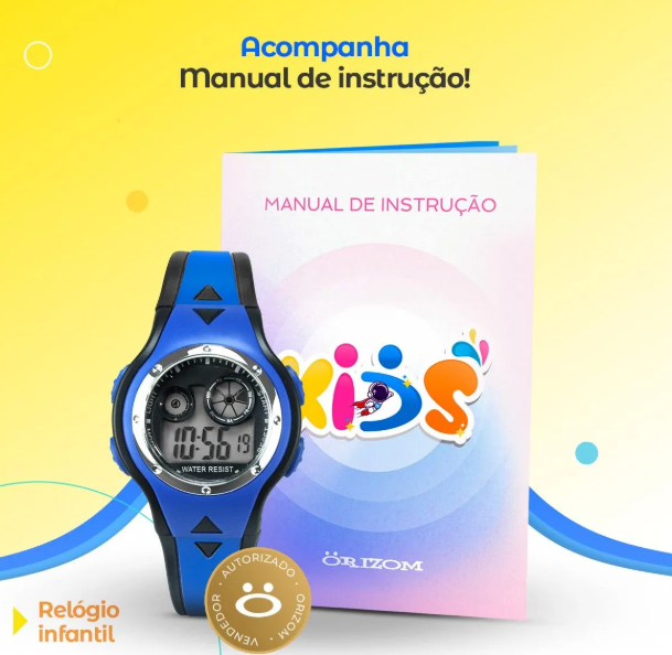 Relógio Digital Infantil Kids Cores Tema Astronautas  3