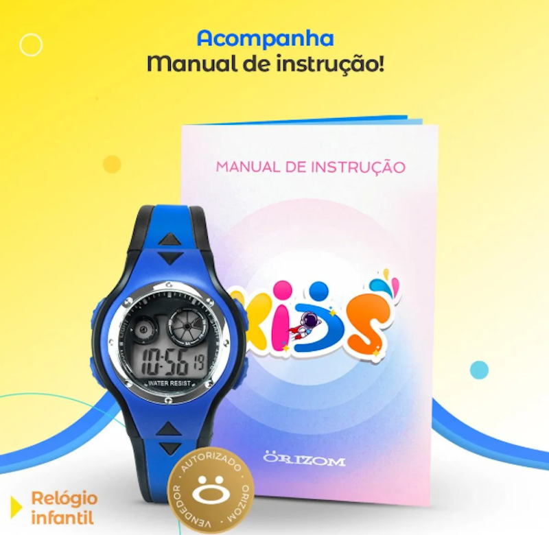 Relógio Digital Infantil Kids Cores Tema Astronautas 3